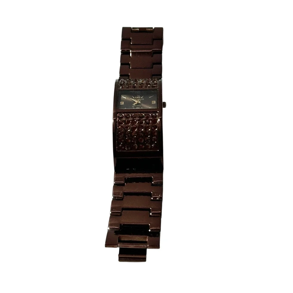 Elgin II Womens Watch Metallic Brown Crystal Bracelet EL1007B Need Battery 6.75